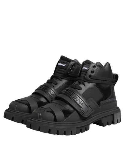 Dolce & Gabbana Black Leather Trekking Sneakers