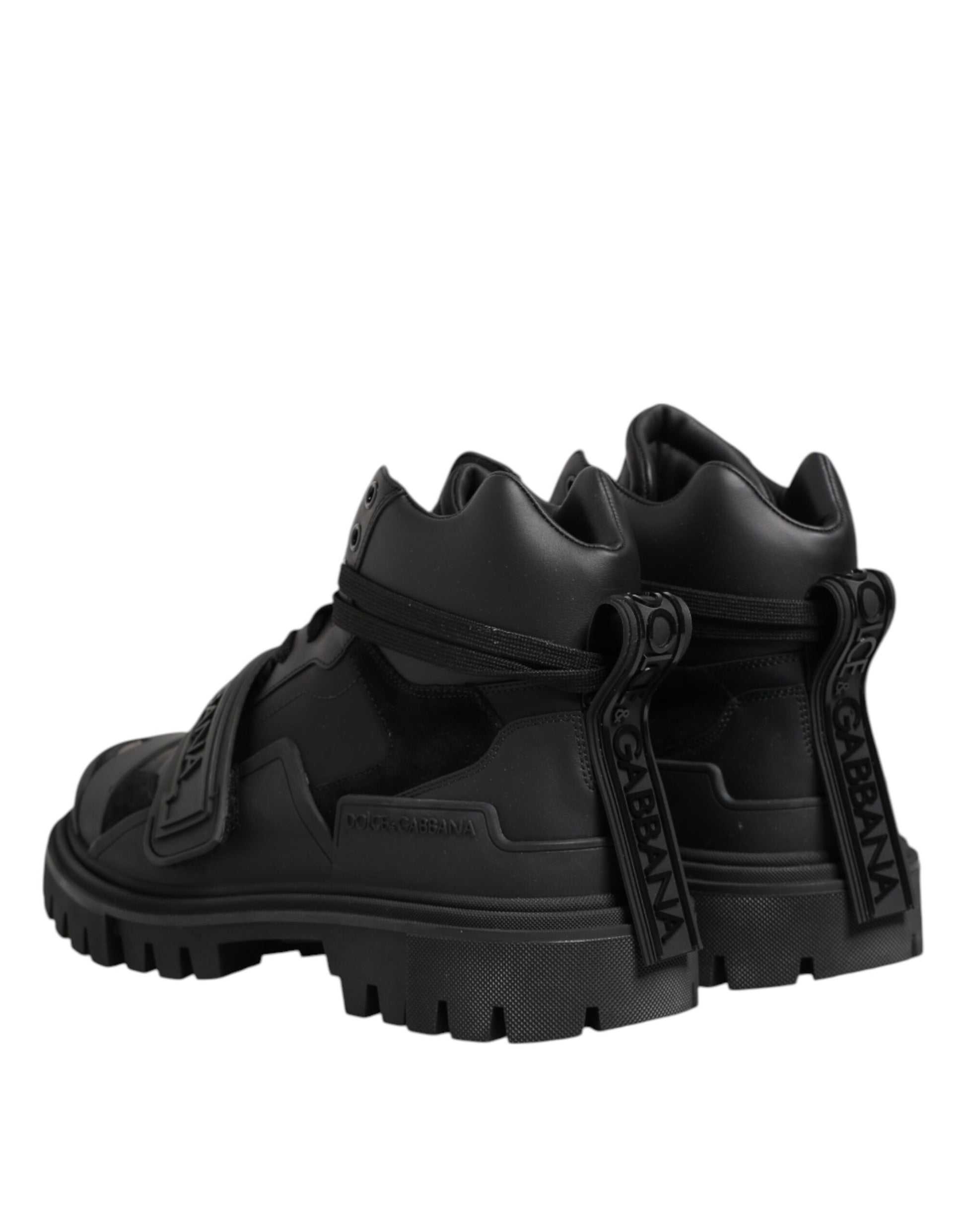 Dolce & Gabbana Black Leather Trekking Sneakers