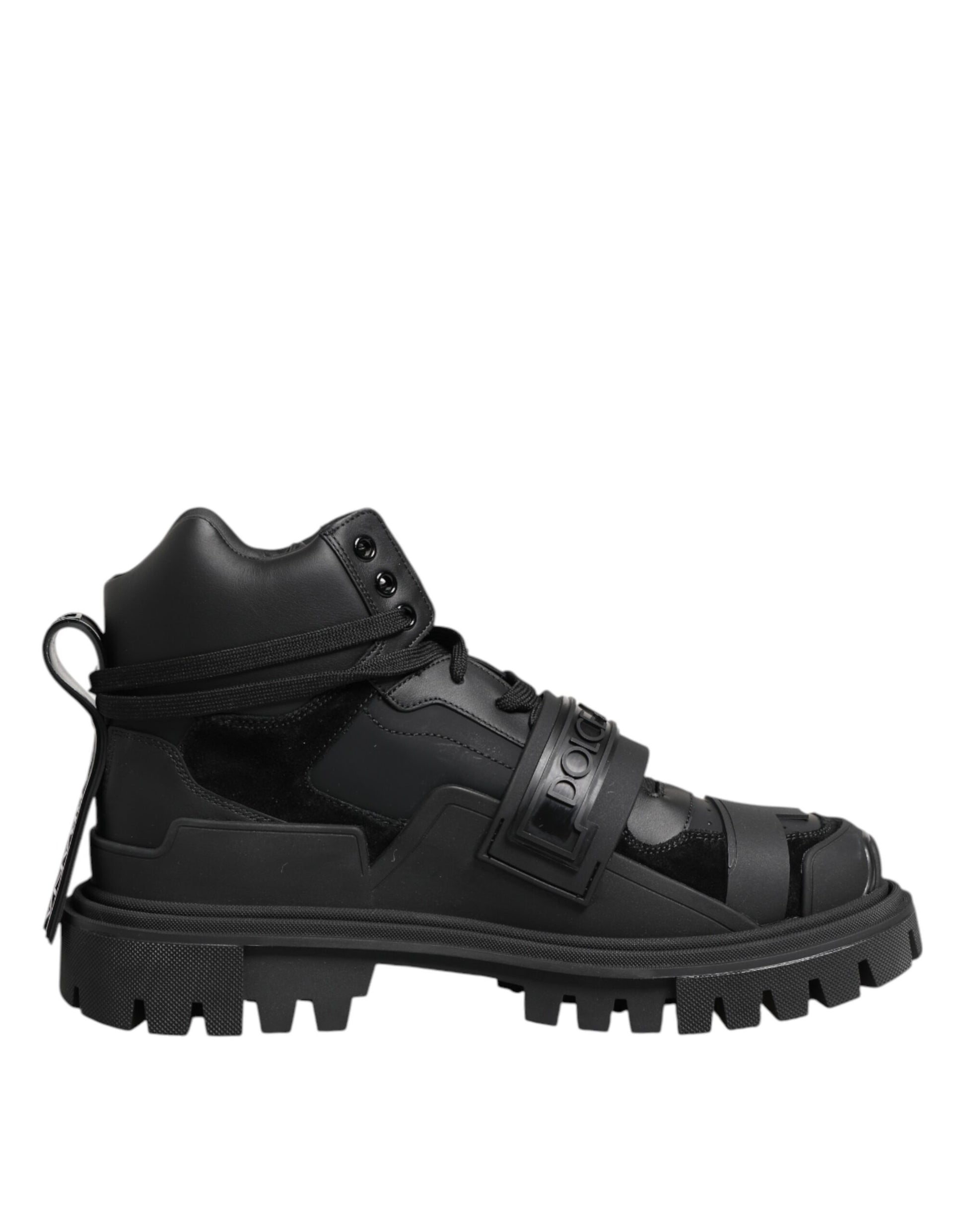 Dolce & Gabbana Black Leather Trekking Sneakers