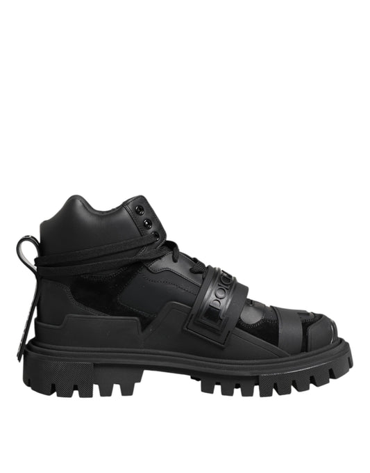 Dolce & Gabbana Black Leather Trekking Sneakers