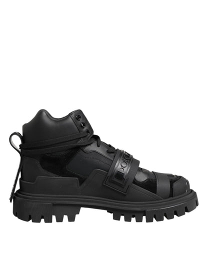 Dolce & Gabbana Black Leather Trekking Sneakers