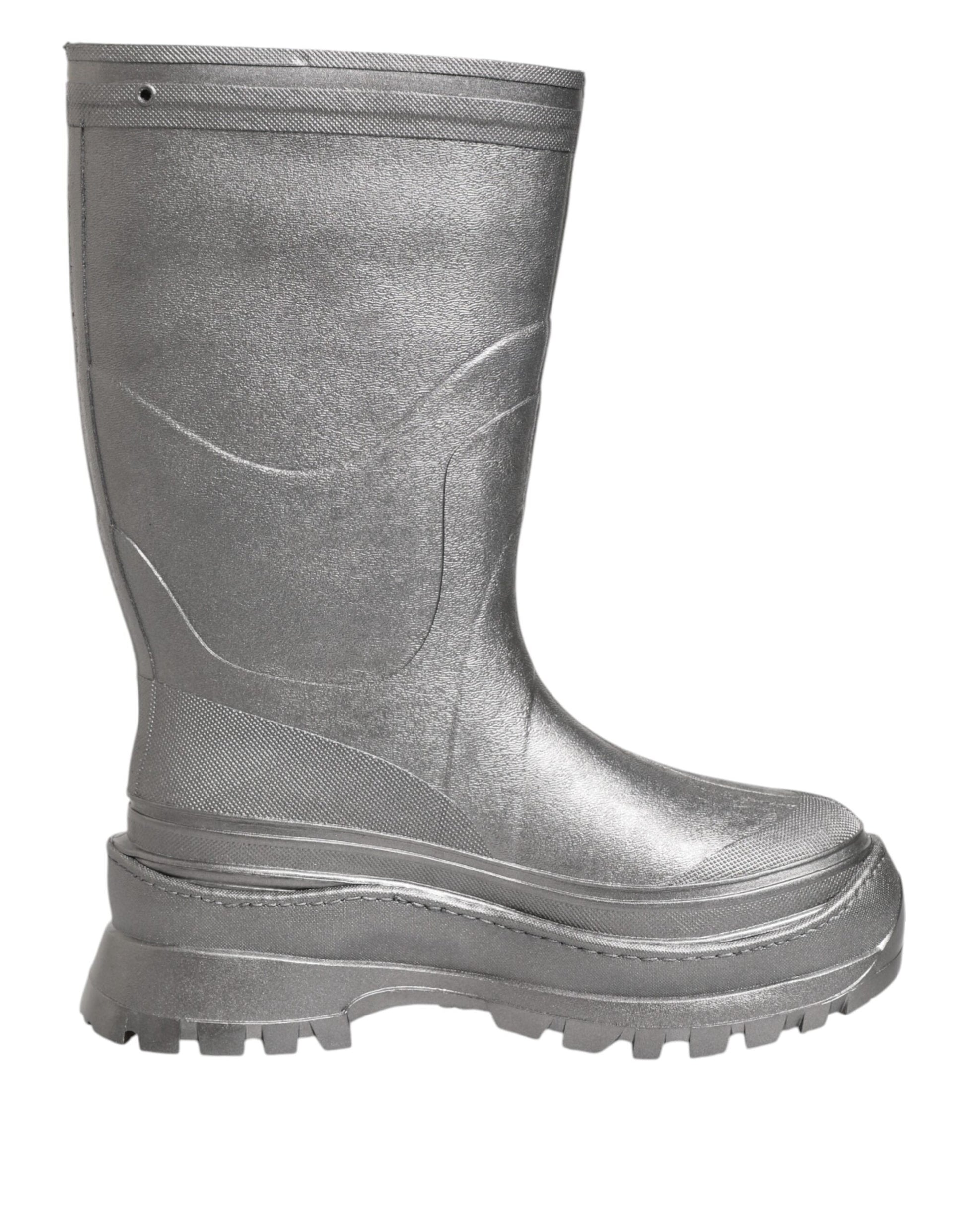 Dolce & Gabbana Metallic Silver Pull On Rain Boots