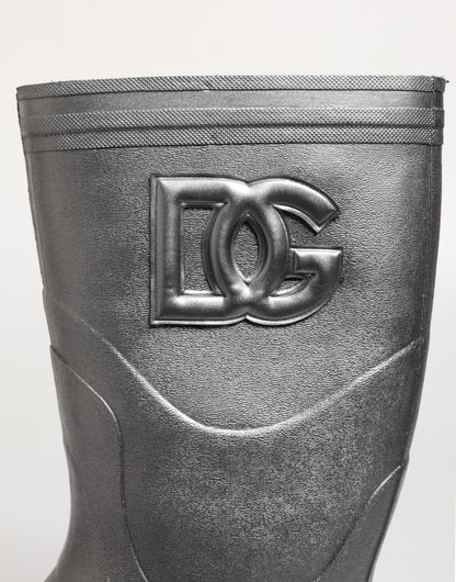 Dolce & Gabbana Metallic Silver Pull On Rain Boots