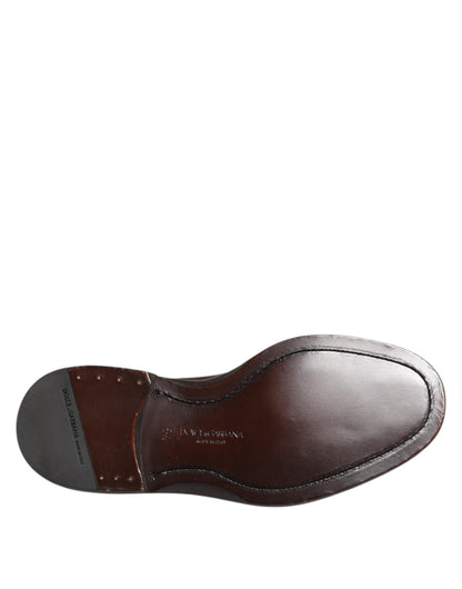 Dolce & Gabbana Elegant Brown Velvet Oxford Lace-up Shoes