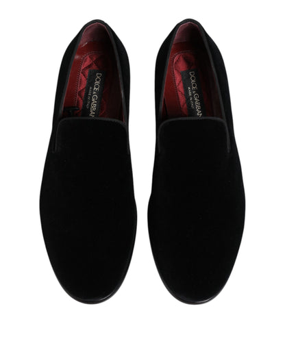 Dolce & Gabbana Black Velvet Loafers - Men’s Formal Dress Shoes
