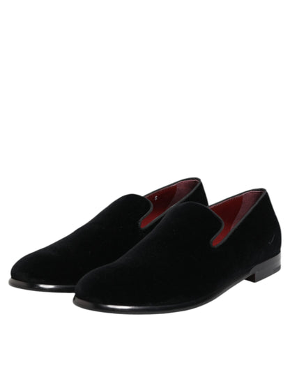 Dolce & Gabbana Black Velvet Loafers - Men’s Formal Dress Shoes