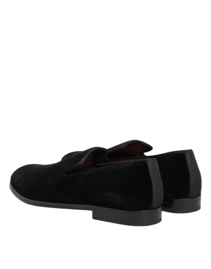 Dolce & Gabbana Black Velvet Loafers - Men’s Formal Dress Shoes