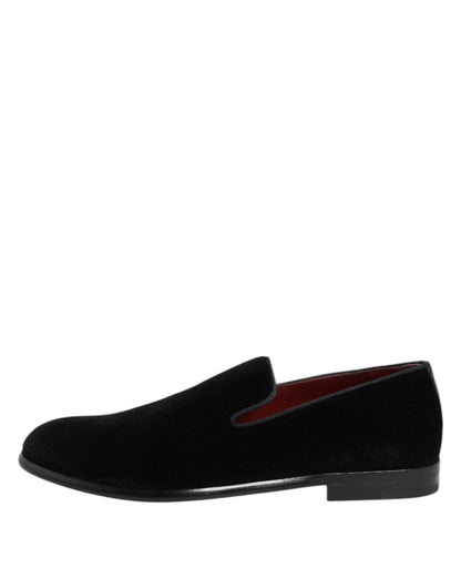Dolce & Gabbana Black Velvet Loafers - Men’s Formal Dress Shoes