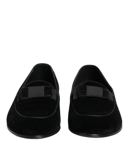 Dolce & Gabbana Black Velvet Loafers - Formal Men's Dress Shoes