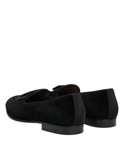 Dolce & Gabbana Black Velvet Loafers - Formal Men's Dress Shoes