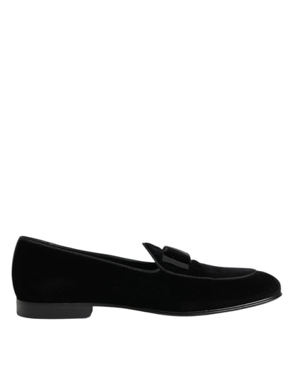 Dolce & Gabbana Black Velvet Loafers - Formal Men's Dress Shoes
