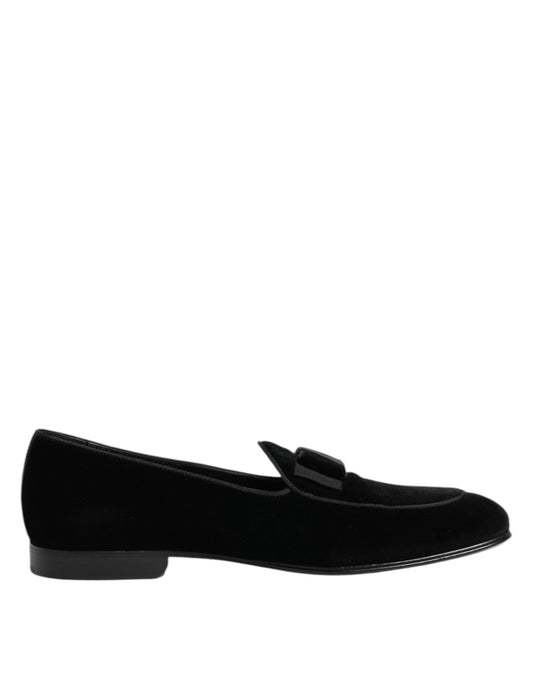 Dolce & Gabbana Black Velvet Loafers - Formal Men's Dress Shoes