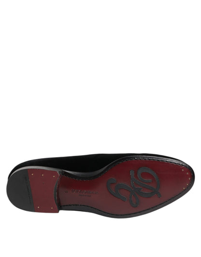 Dolce & Gabbana Black Velvet Loafers - Formal Men's Dress Shoes