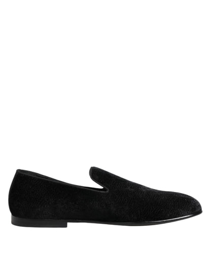 Dolce & Gabbana Black Jacquard Loafers – Exquisite Formal Men's Dress Shoes
