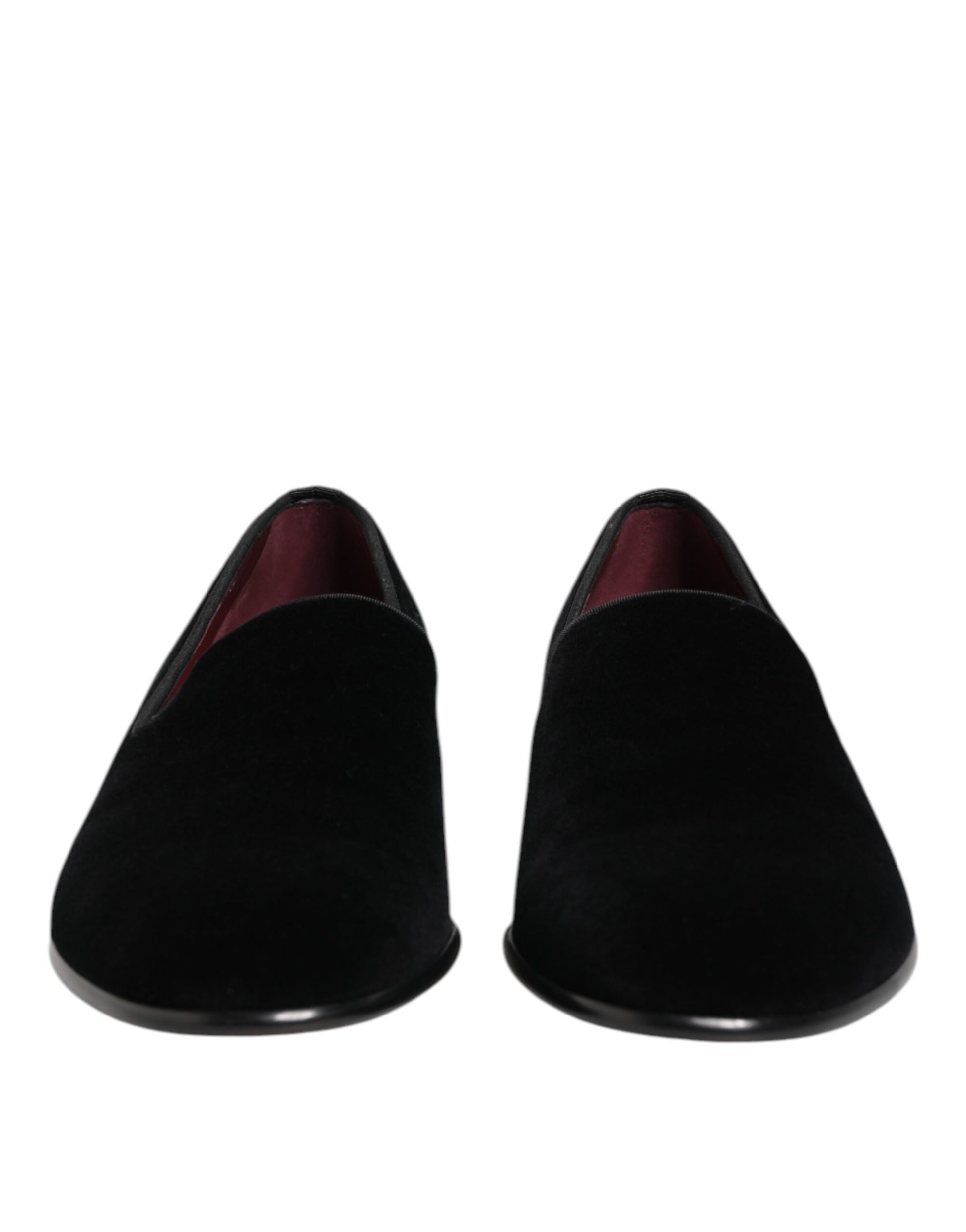 Dolce & Gabbana Black Velvet Slip On Loafers for Men