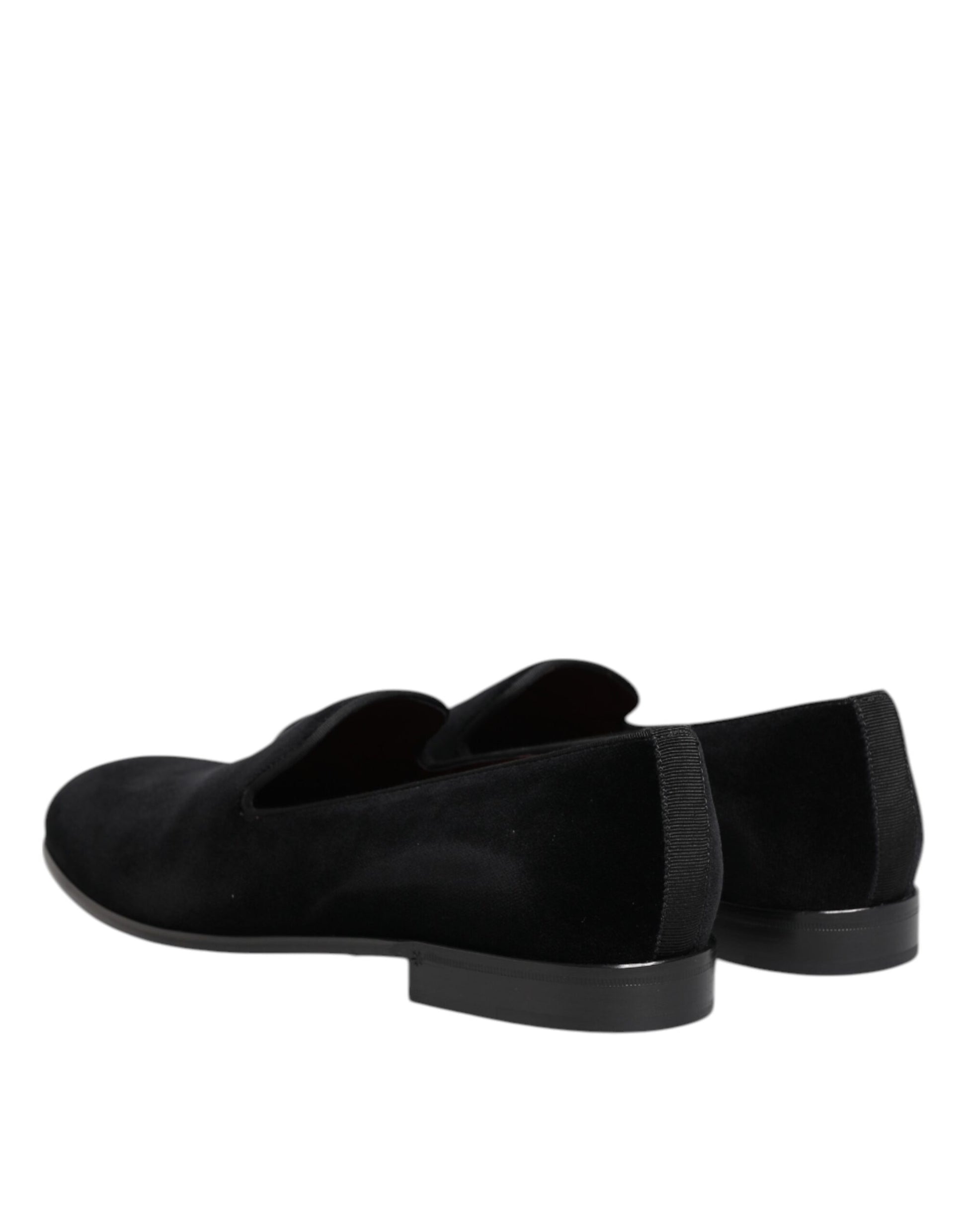Dolce & Gabbana Black Velvet Slip On Loafers for Men