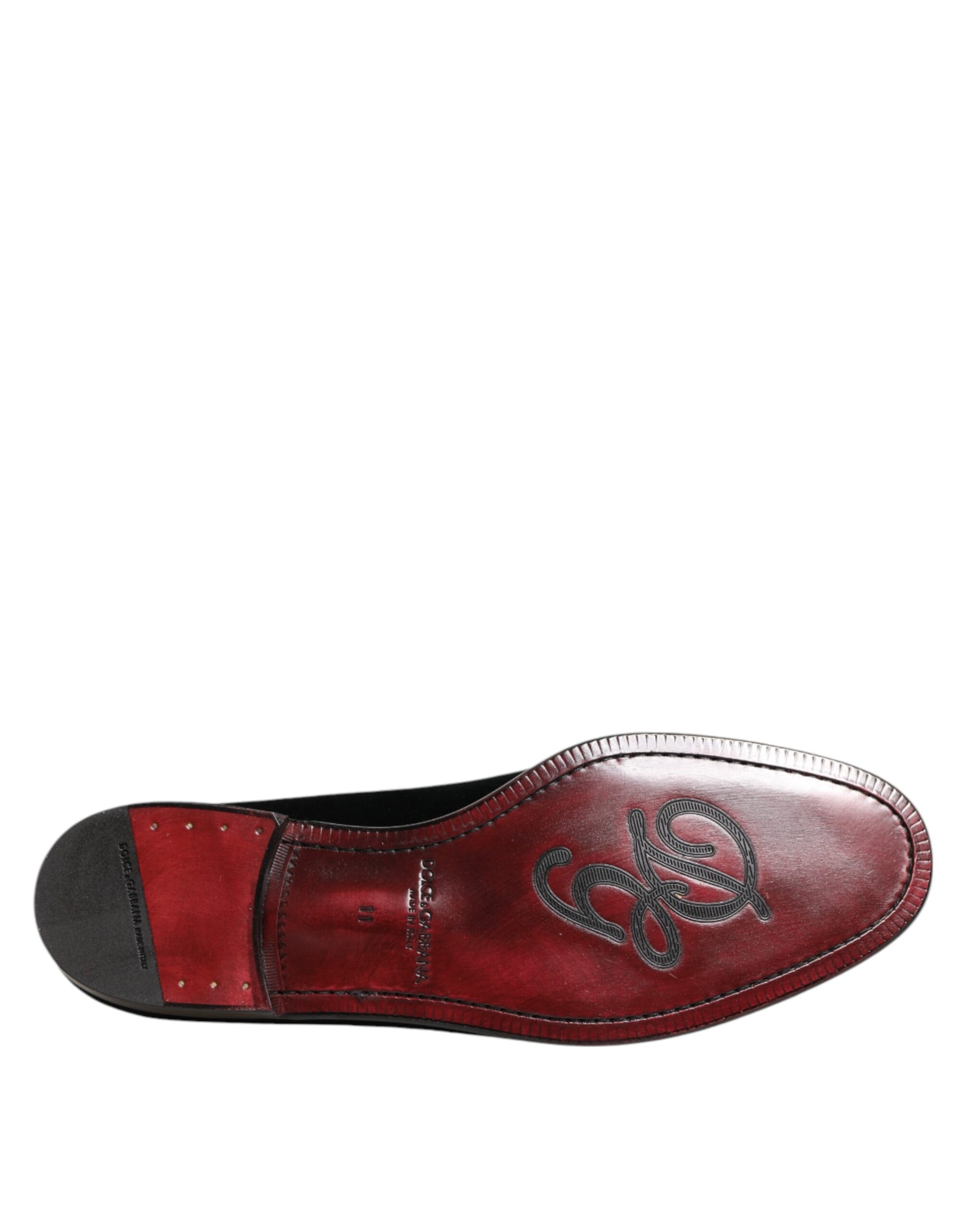 Dolce & Gabbana Black Velvet Slip On Loafers for Men