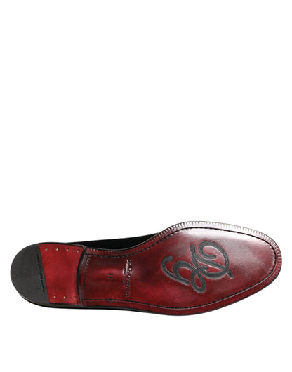 Dolce & Gabbana Black Velvet Slip On Loafers for Men