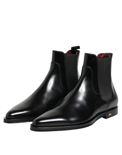 Dolce & Gabbana Black Leather MILLENIALS Mid Calf Boots
