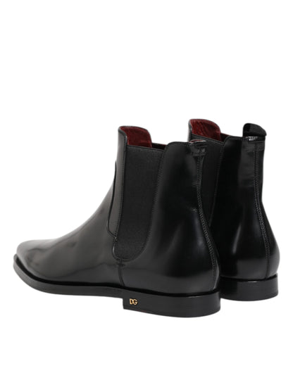 Dolce & Gabbana Black Leather MILLENIALS Mid Calf Boots