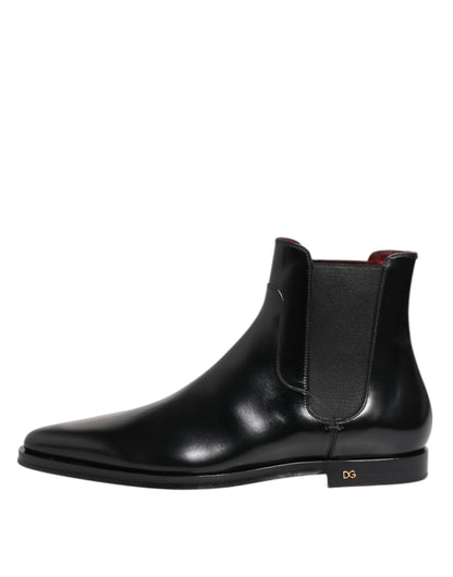 Dolce & Gabbana Black Leather MILLENIALS Mid Calf Boots