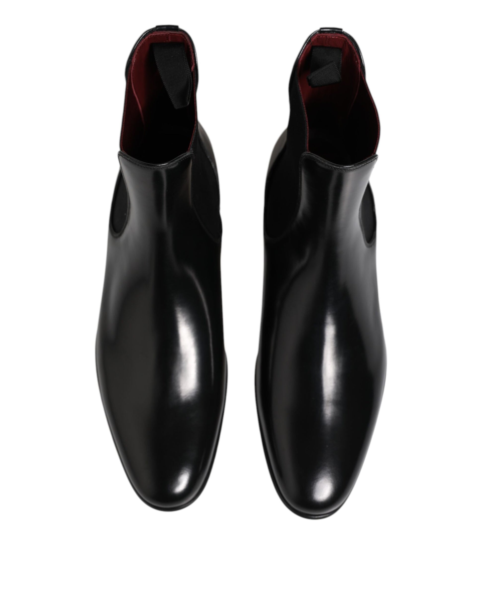 Dolce & Gabbana Black Leather Slip On Mid Calf Boots