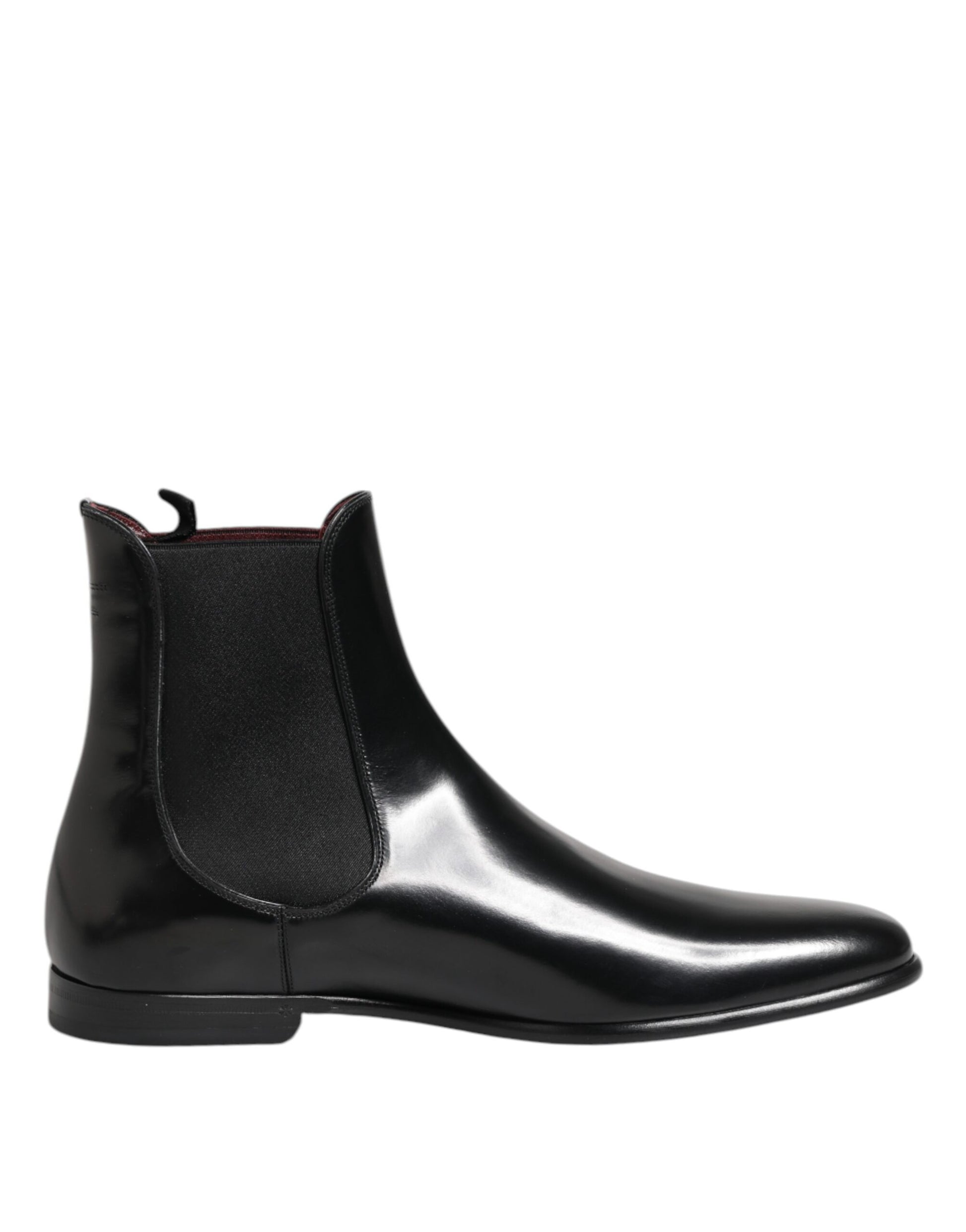 Dolce & Gabbana Black Leather Slip On Mid Calf Boots