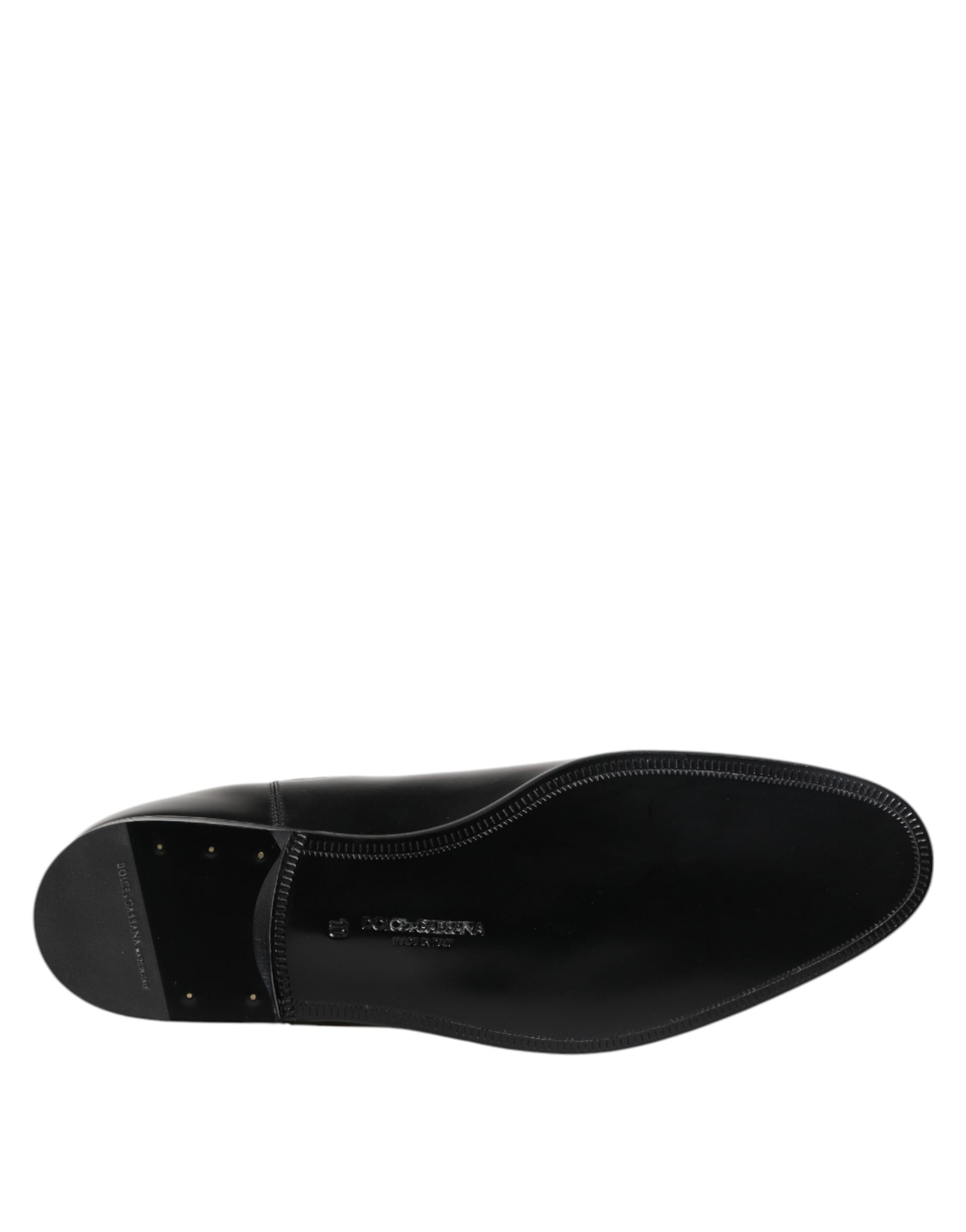 Dolce & Gabbana Black Leather Slip On Mid Calf Boots