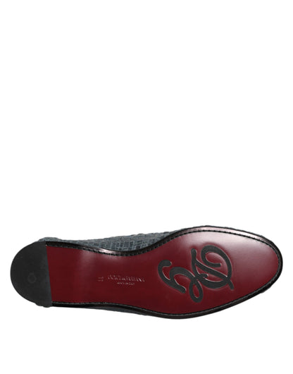 Dolce & Gabbana Blue Woven Raffia Slip-On Loafers