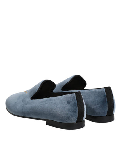 Dolce & Gabbana Blue Velvet DG Logo Loafers - Elevate Your Formal Wear