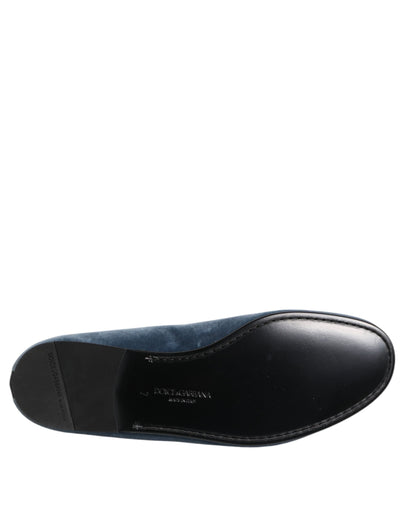 Dolce & Gabbana Blue Velvet DG Logo Loafers - Elevate Your Formal Wear