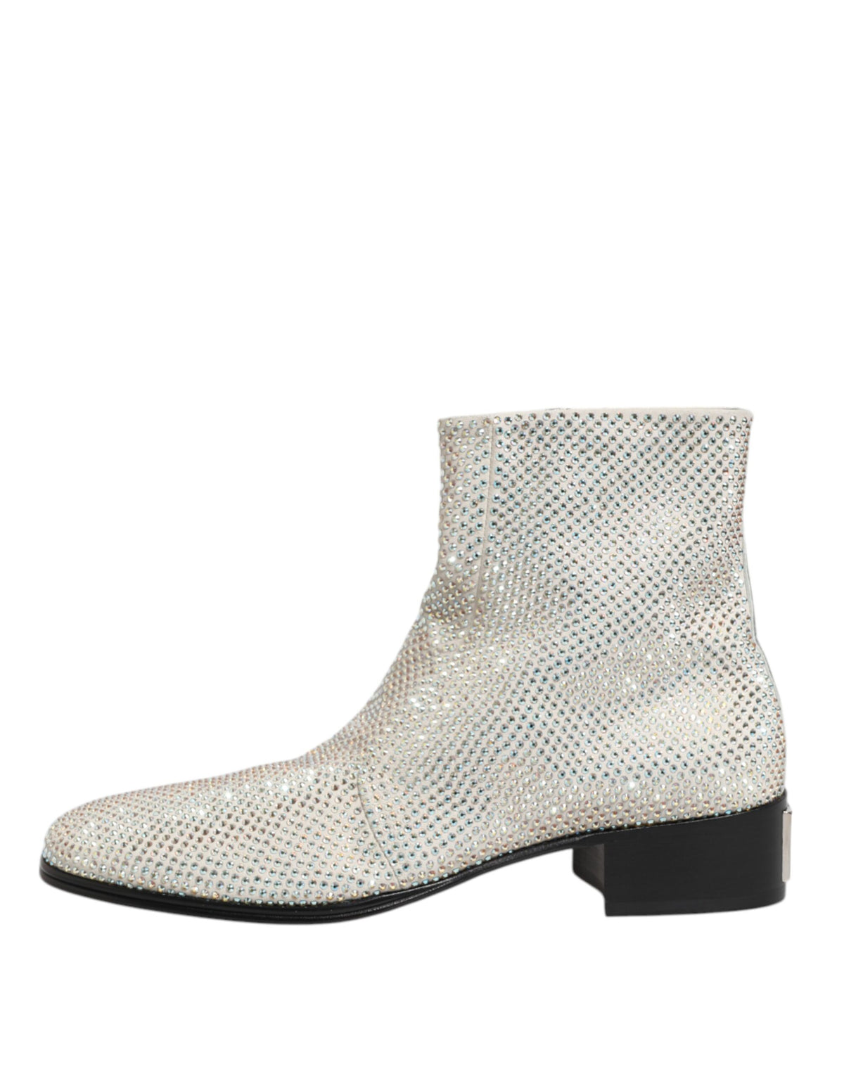 Dolce & Gabbana White Strass DG Logo Heels Ankle Boots