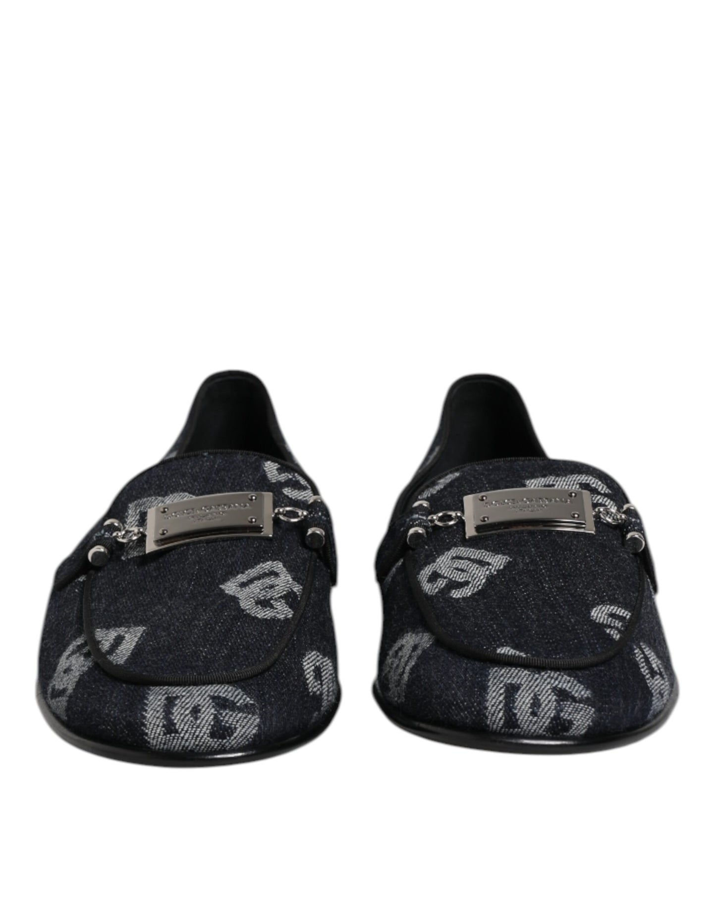 Dolce & Gabbana Blue Logo Cotton Loafers - Exquisite Formal Dress Shoes