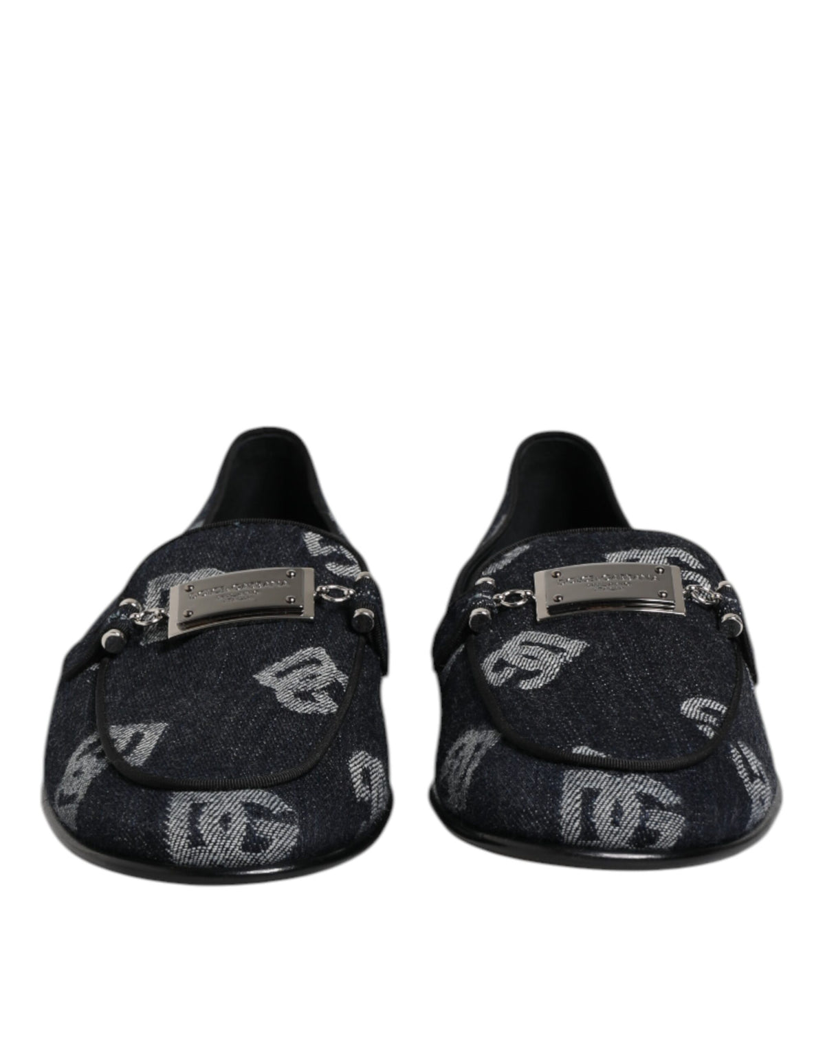 Dolce & Gabbana Blue Logo Cotton Loafers - Exquisite Formal Dress Shoes
