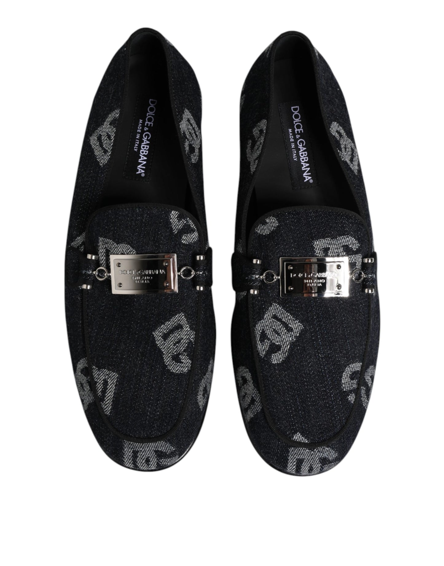 Dolce & Gabbana Blue Logo Cotton Loafers - Exquisite Formal Dress Shoes