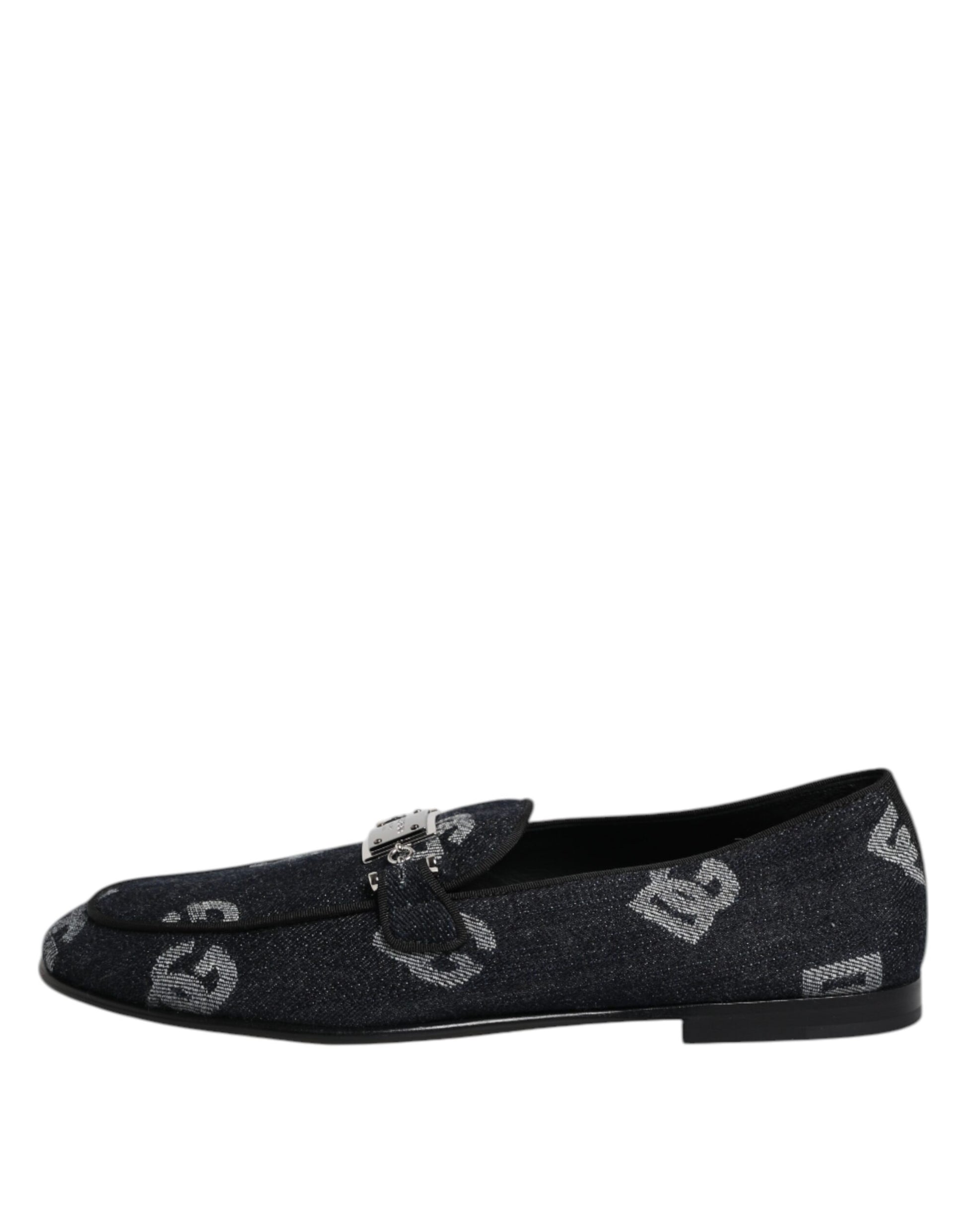 Dolce & Gabbana Blue Logo Cotton Loafers - Exquisite Formal Dress Shoes