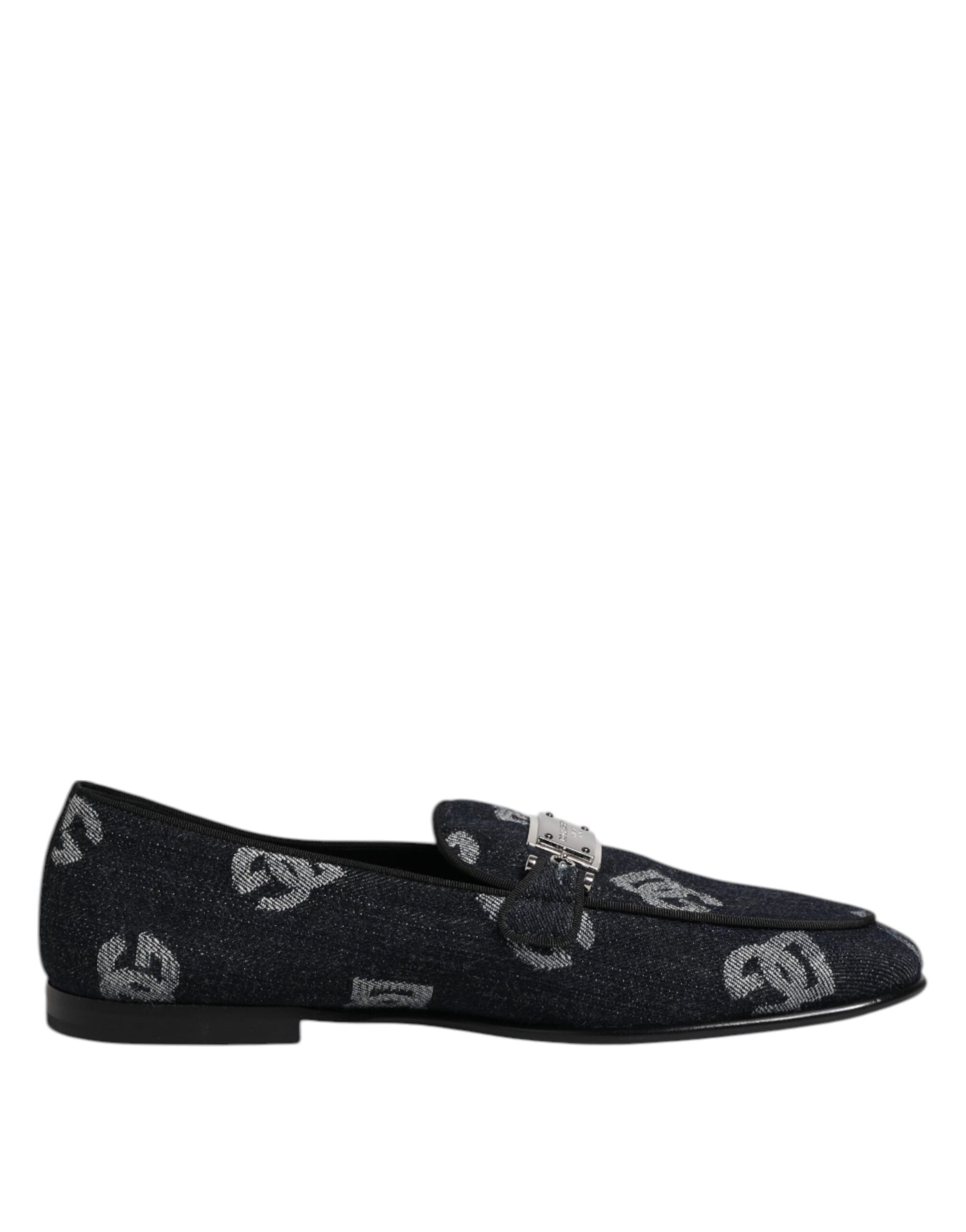 Dolce & Gabbana Blue Logo Cotton Loafers - Exquisite Formal Dress Shoes