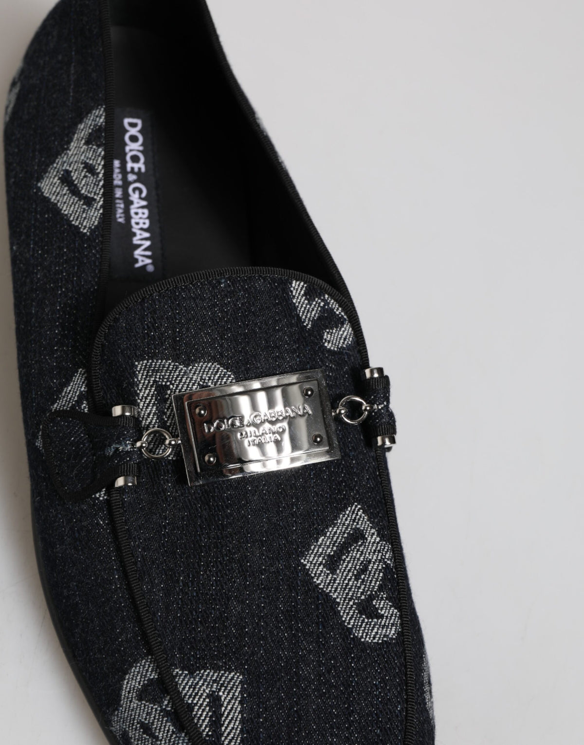 Dolce & Gabbana Blue Logo Cotton Loafers - Exquisite Formal Dress Shoes