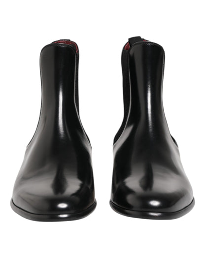 Dolce & Gabbana Black Chelsea Slip-On Mid Calf Boots
