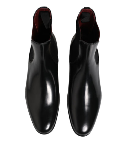 Dolce & Gabbana Black Chelsea Slip-On Mid Calf Boots
