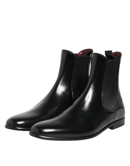 Dolce & Gabbana Black Chelsea Slip-On Mid Calf Boots