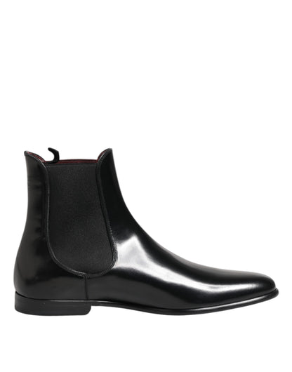 Dolce & Gabbana Black Chelsea Slip-On Mid Calf Boots