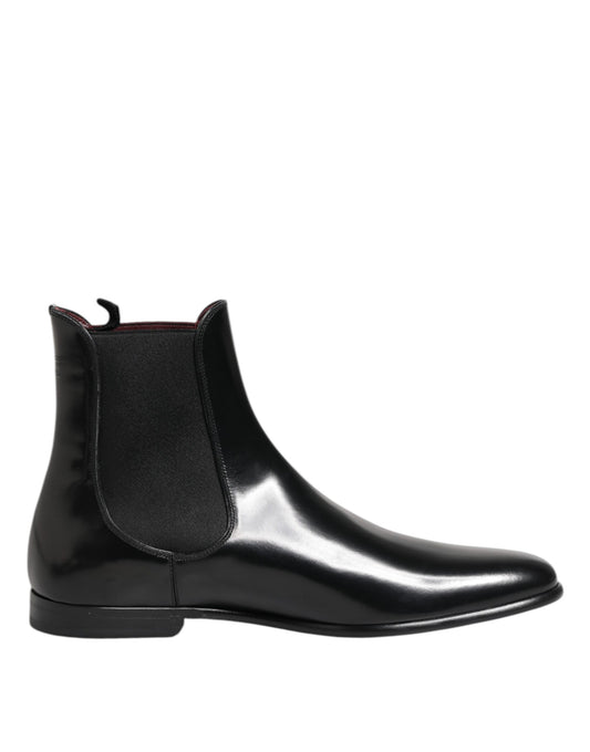 Dolce & Gabbana Black Chelsea Slip-On Mid Calf Boots