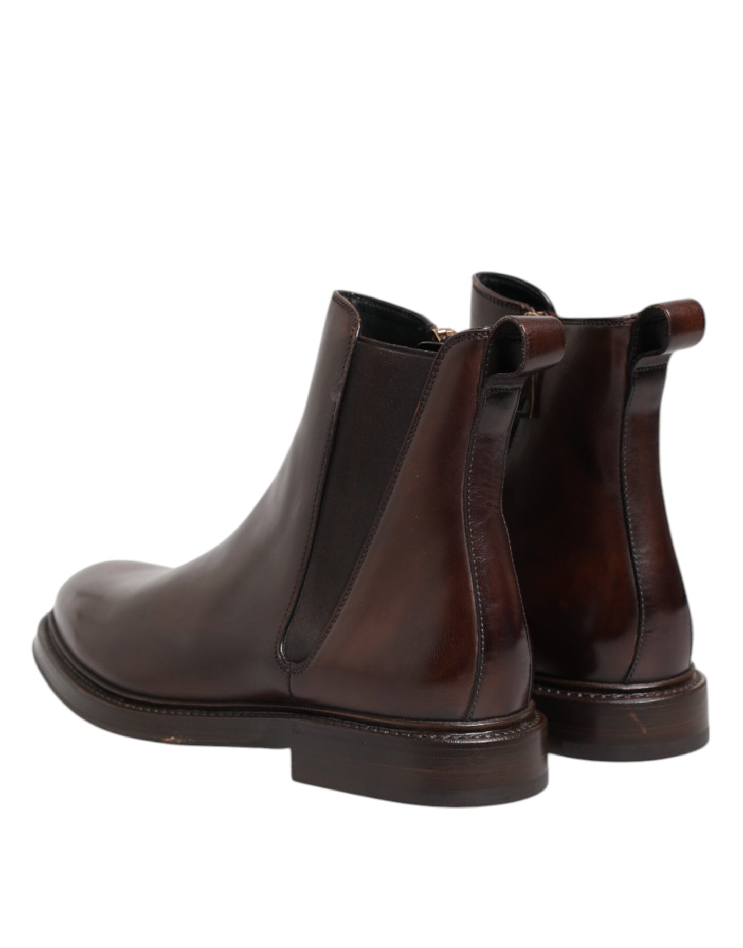 Dolce & Gabbana Brown Chelsea Leather Mid Calf Boots