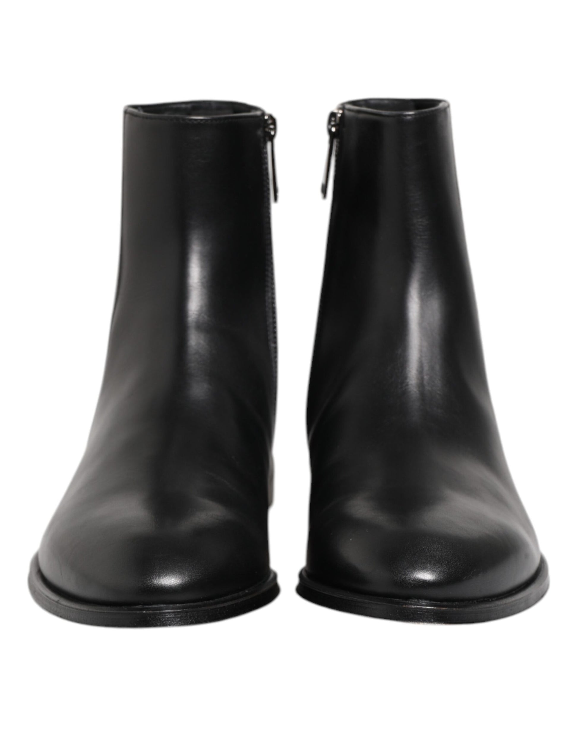 Dolce & Gabbana Black Leather Mid Calf Boots for Men