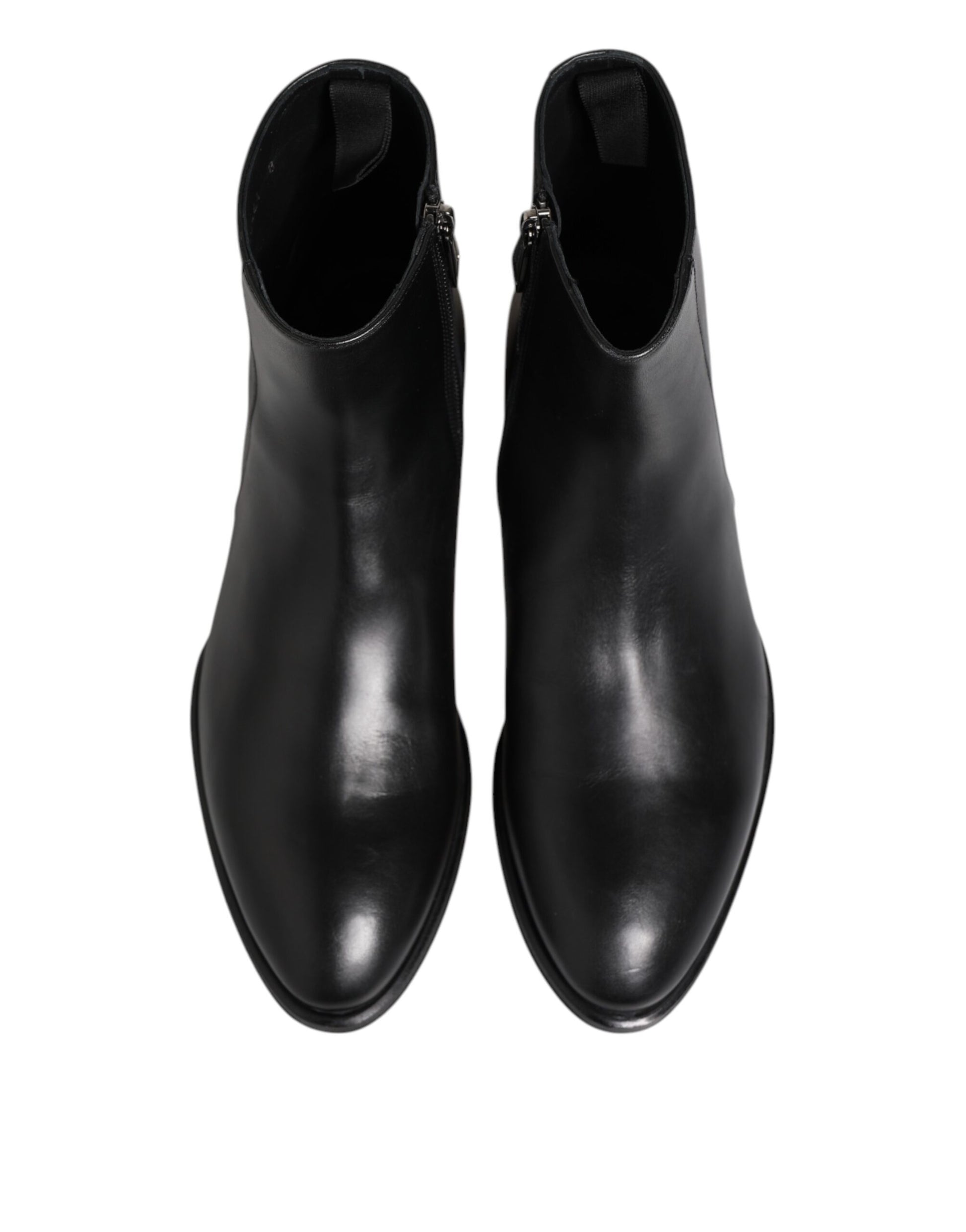 Dolce & Gabbana Black Leather Mid Calf Boots for Men