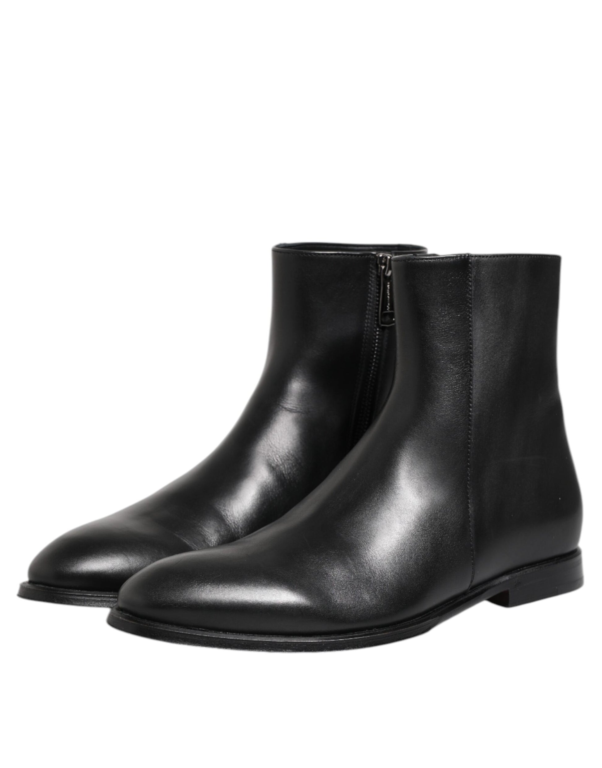 Dolce & Gabbana Black Leather Mid Calf Boots for Men