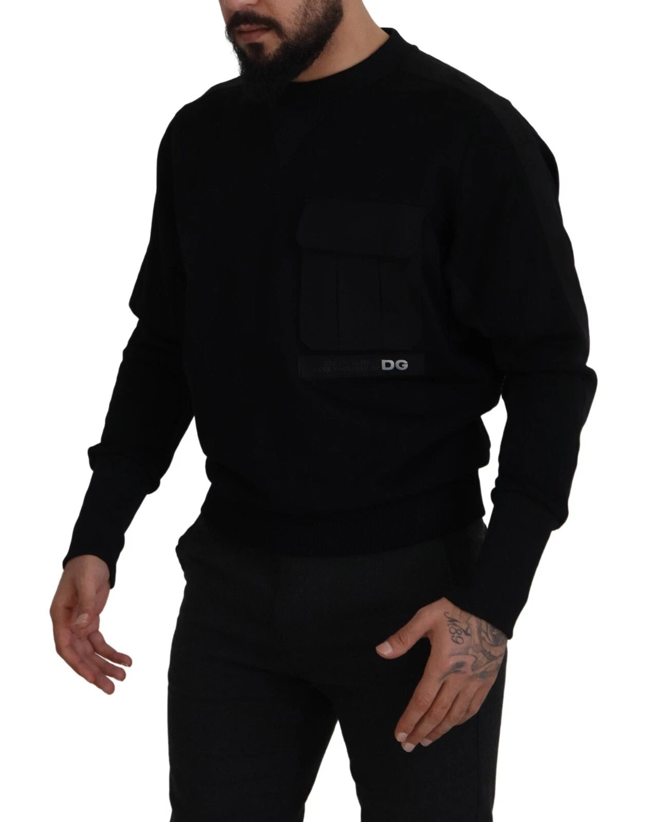 Dolce & Gabbana Black Cotton Crewneck Sweatshirt