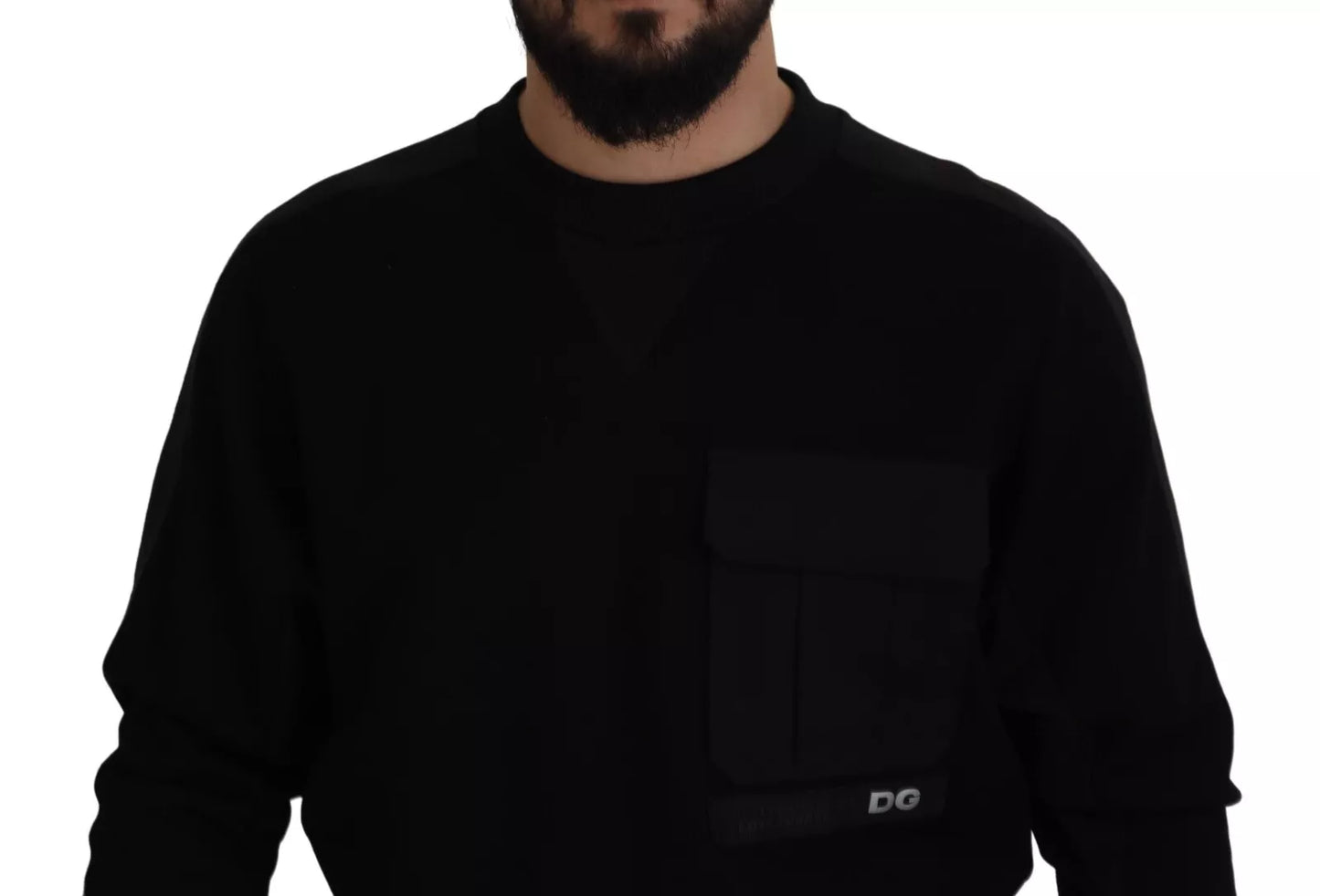 Dolce & Gabbana Black Cotton Crewneck Sweatshirt