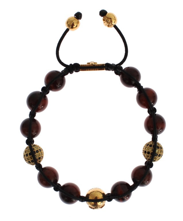  - Radiant Red Tiger Eye & CZ Gold Bracelet